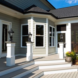 Design House 588897-BLK Outdoor Pier Base Accessory Mount for Deck Porch Patio, Decorative Round, Black