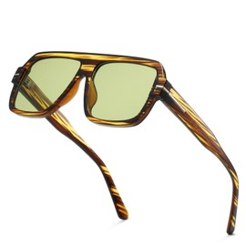 TruFabV Retro Aviator Sunglasses for Men Women, Trendy Rectangle Womens Mens Shades Square Sun Glasses (Green)