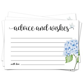 RWSEFK Blue Floral Advice and Wishes Cards for the New Mr and Mrs, Wedding, Bridal Shower, Baby Shower, Graduation, Party Decorations, 25 PCS 4x6 Inches Card-004