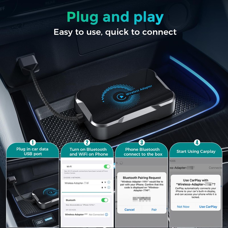 CILIENG Wireless CarPlay Adapter, Superschnelle Upgrade von Wired CarPlay auf