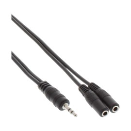 InLine® Jack Y Cable 3.5 mm Jack to 2x 3.5 mm Jack Sockets, Stereo, Black Black 2 m