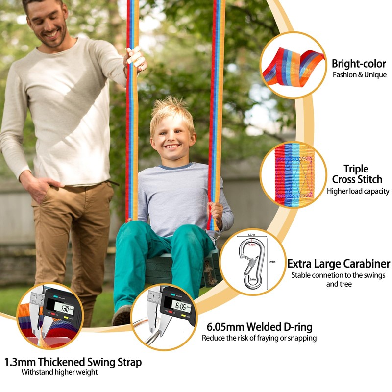 Werflyto Safe Tree Swing Hanging Straps Kit, 3FT/10FT/15FT/20FT, Heavy Duty
