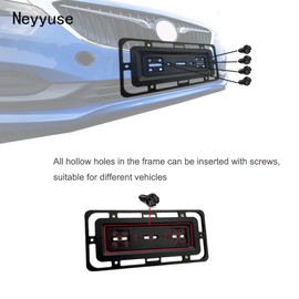 Neyyuse Universal Front/Back License Plate Tag Holder Mounting Mount, Bumper Bracket,License Plate Bumper Bracket for All Type AUTO CAR Truck Van SUV Trailer CAR (4 Screws 4 Bolts- Included)