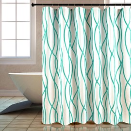 Biscaynebay Extra Long Textured Fabric Shower Curtain 72 Inches Width by 84 Inches Length, Turquoise Dancing Printed Bathroom Curtains Machine Washable
