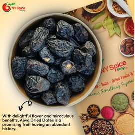 NY Spice Shop Ajwa Dates - 1 Pound 100% Ajwa Dates from Madina – Fresh Dates Ajwa Dry Dates - Healthy Saudi Dates Fruit – Madinah Ajwa Dates Bulk Cooking, Snacking & Smoothies