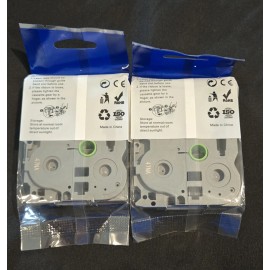 Brother Label Maker Tape TZe-241 18mm Black on White Laminated for Brother P-Touch, 2PK