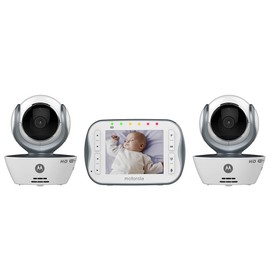 Motorola WiFi 3.5 Inch Video Baby Monitor Connect, Silver, Two Cameras (Renewed)