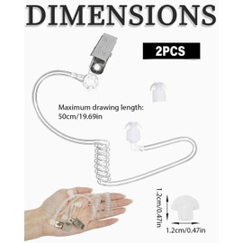 BARRU 2 x Earphones Sound Tube, Replacement Sound Tube, Radio Sound Tube, Transparent Replacement Hose for Walkie Talkie Radios with Retaining Clip, Headphones Two-Way Radio Replacement Hose