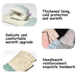 Winter Gloves - Fingerless Gloves Women Warm Knit Gloves for Cold Weather with Thermal Fleece Lined Ladies Glove