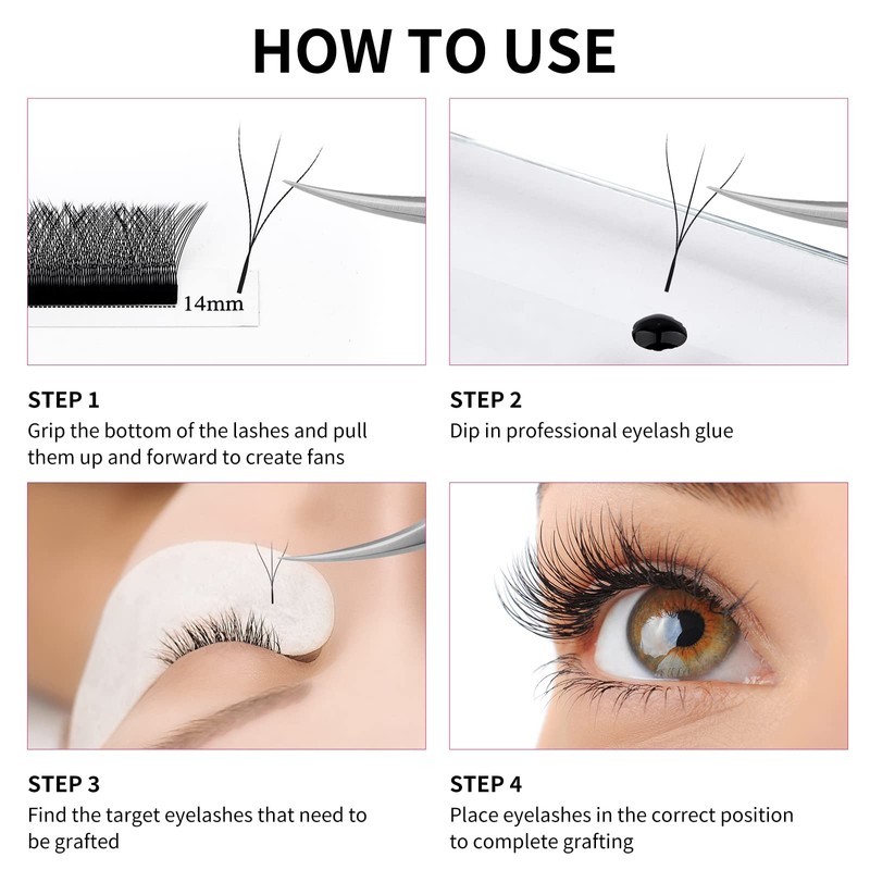FADVAN 3D W-Shaped Volume Eyelashes, 0.07D Curl, Mixed 8-12 mm