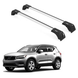 ERKUL Roof Rack Cross Bars for Volvo XC40 2018-2025 | Aluminum Crossbars with Anti Theft Lock for Rooftop | Compatible with Flush Rails - Silver