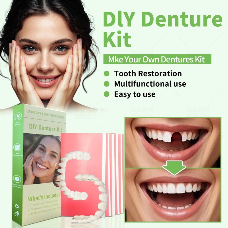 DIY Denture Kit - Top & Bottom Fake Teeth with