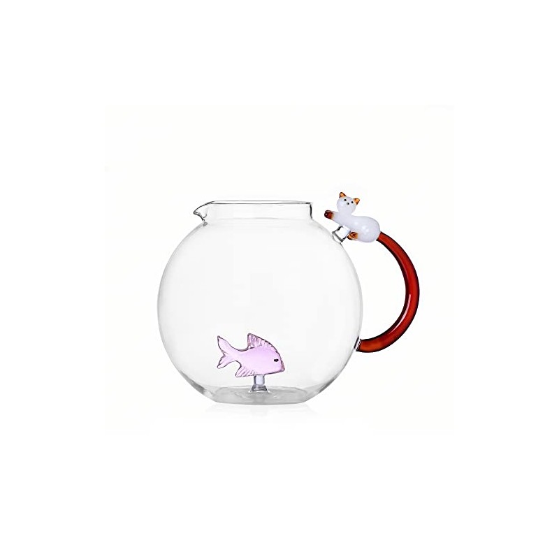 Ichendorf Tabby Cat Jug Pink Fish & White Cat with