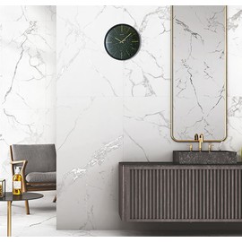 Seiko QXA828KLH Modern Faux Granite Non Ticking Wall Clock, Black, 13 Inch