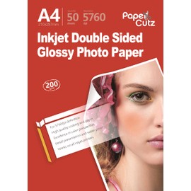 Papercutz A4 Glossy Inkjet Printer Paper, 100 Sheets (200GSM) - Double Sided Universal Photo Printing Paper