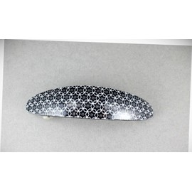 Perfect Hairstyle with Our Hair Accessories - Black White Curved Barrette Hair Clip Accessory 3.5" Long Circles Hexagon Print Fashionable Hair Accessory Hair Jewelry Accessories for Lady Women