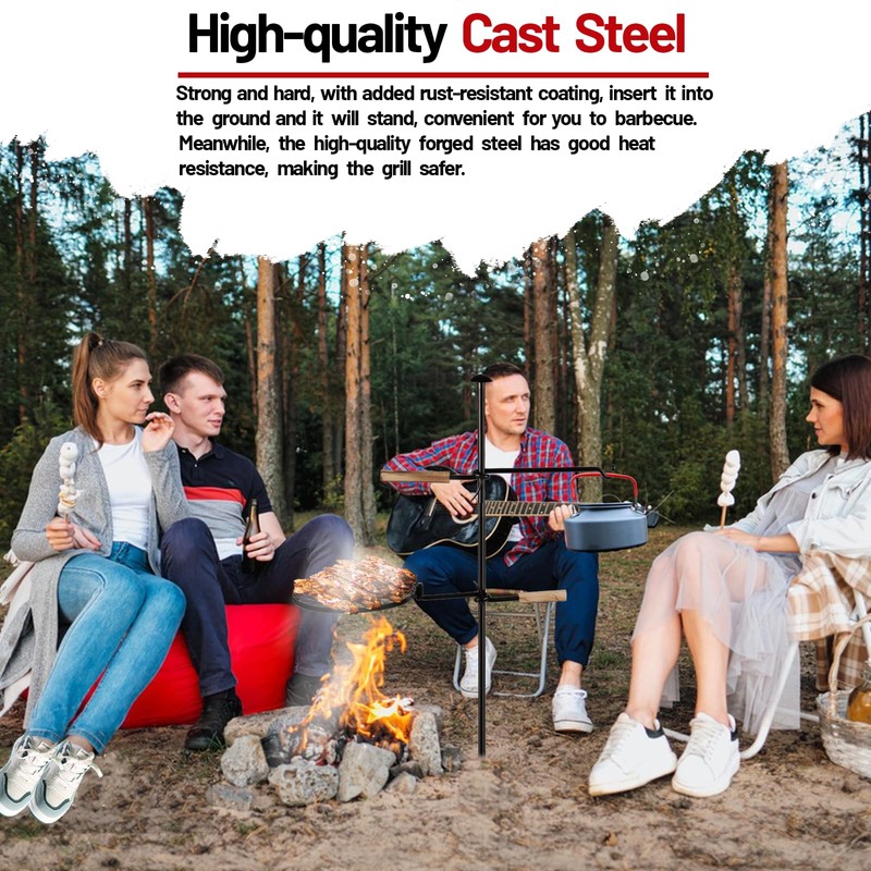 AVOFOREST Swivel Campfire Grill Grate Heavy Duty Camping Grill 360°