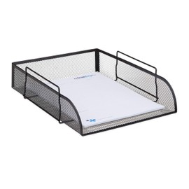 1 x Stackable Document Tray, Office Letter Tray Made of Metal for DIN A4, Desk Tray W x D 26 x 33.5 cm, Black