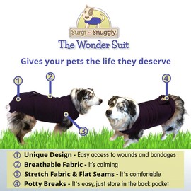 Surgi~Snuggly Dog Surgery Recovery Suit Dog Cone E Collar Alternative for Dogs Better Than Cone After Surgery American Textile Protects Your Dogs' Wounds and Bandages, PL Large Long EC AZ