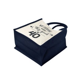 40th Birthday Tote Bag Gifts for Women - Cotton Jute Shoulder Bag, Reusable Bags for Shopping, Gift bags, Book Bag, Travel Bag, Shopper Bags - This Good - Navy - S