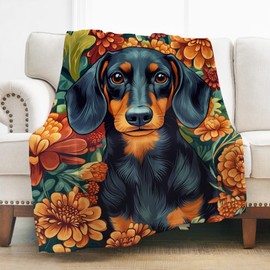 Levens Dachshund Dog Blanket Gifts for Women Girls Boys Decor for Home Bedroom Living Room Crib Car, Cute Soft Comfort Lightweight Throw Plush Blankets 50"x60"