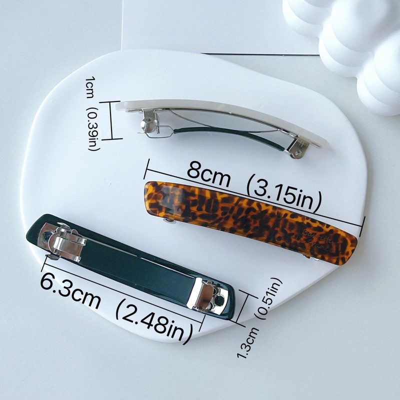 Ypkia Pack of 3 French Rectangular Hair Clips, Automatic Hair