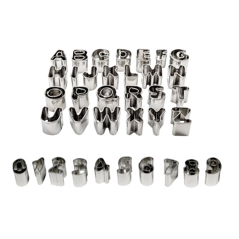 PME Stainless Steel Alphabet & Number Cutters, Set of 36