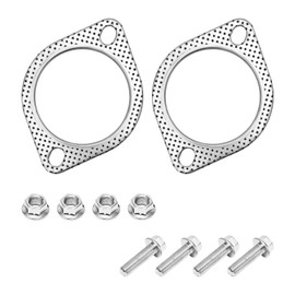 MUQIDA 2PCS Car Exhaust Gasket, 3 Inch Ultra Seal Automotive Exhaust Manifold Flange Gaskets, High Temperature Flange Gasket Replacement for Turbo Muffler Dump Pipe, Car Accessories
