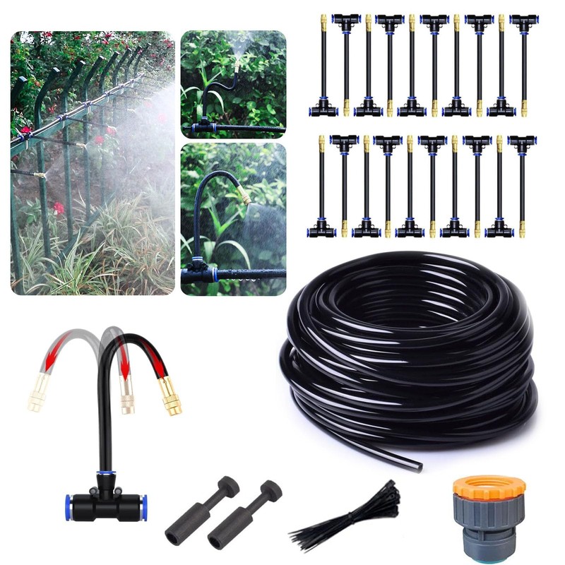 Garden Watering System, Greenhouse Mist Drip Irrigation Kit,65Ft Hanging Plant