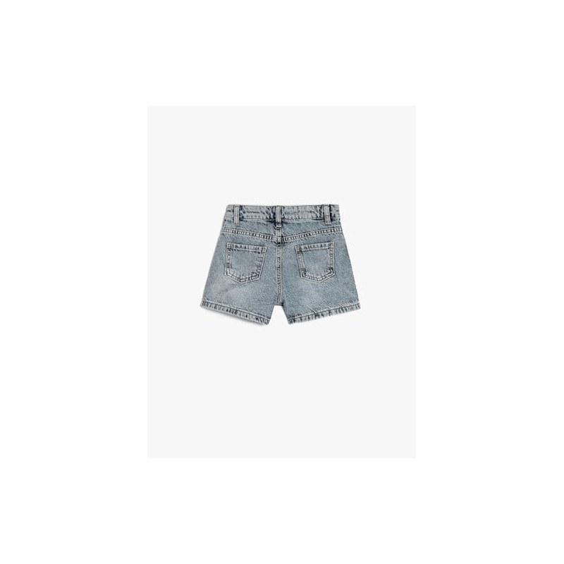 Koton Girls's Extra Mini Slim Cut Gleamy Embroidered Cotton Shorts,