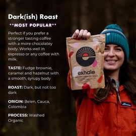 EXHALE Organic FINE Ground Coffee - NEW LARGE 450G PACK - Single Origin and 100% Arabica Beans. For Moka, AeroPress and Drip - Dark Roast