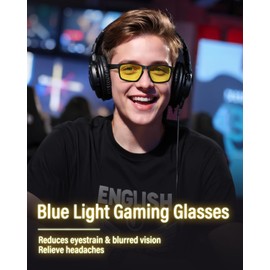 Goiteia Blue Light Gaming Glasses for Men,Yellow Computer Glasses for Long Hours of Gaming Without Eye Strain&Blurry