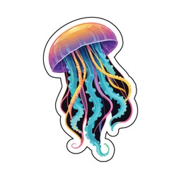 Set of 2 - Colorful Jellyfish Art Vinyl Decal Sticker, Ocean Theme, Waterproof,SUV, Van, Window, Bumper, Wall, Laptop, Tablet, Cup,Tumbler Or Any Smooth Surface