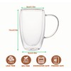 15 oz Double Walled Glass Coffee Mugs with Handles,Large Insulated