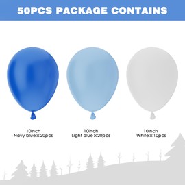 OWill Blue and White Balloons,50 pcs 10 Inch Blue and White Balloons, Blue and White Balloons Latex Balloons for Wedding, Birthday,Party Decorations