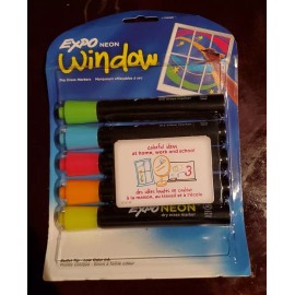 EXPO NEON WINDOW (10 Count) Dry Erase Markers w/ Bullet Tip, Assorted Colors