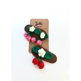ZIWOO Handmade Leather Hair Clip 2 pcs Cherry Styling Accessories Girls