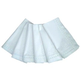 Green Sun Embroidery - Embroidered Cotton Napkins with White Leaves. Set of 6, 18"x18" White Table Napkins, Lace Boarder Dinner, Party Napkins for Daily & Holidays, Events
