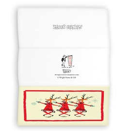 Wright Home & Gift Dancing Reindeer Santas Christmas Holiday Cash Money Holder Cards | 10 Pack Bulk Set + 10 Envelopes (3.5x6.5)