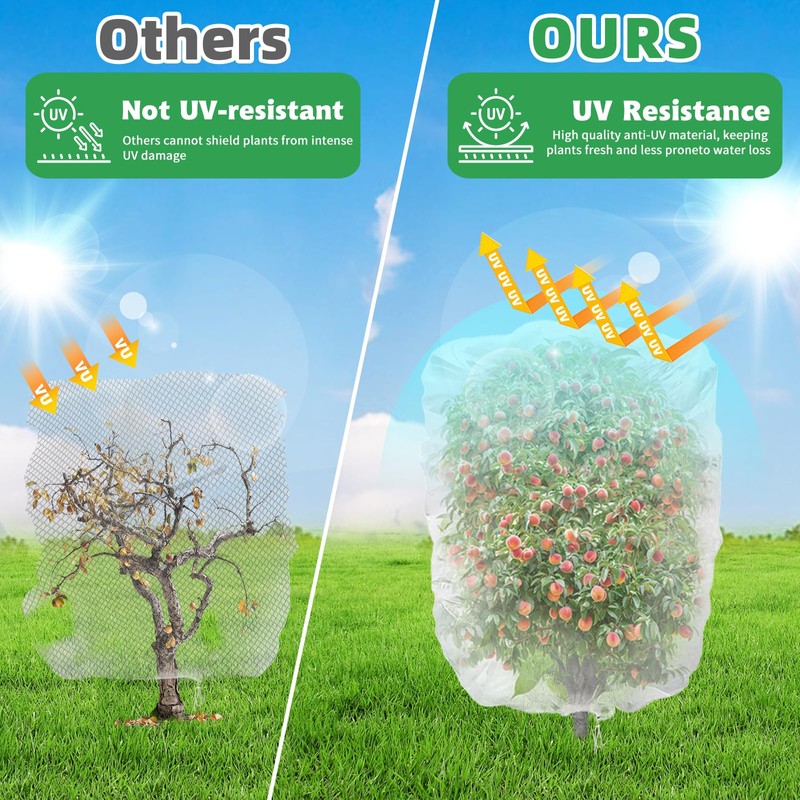 Evoio Fruit Tree Netting Bags with Drawstring, 4PCS Blueberry Bush