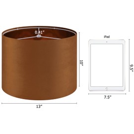 GO&SO 1 PCS Burnt Orange Velvet Drum Lamp Shade,Modern Replacement Lamp Shades 13" Top x 13" Bottom x 10" High(Spider) Medium Fabric Lampshade for Table Lamp,Floor,Bedside -Assembly Require