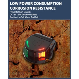 DC12V LED Boat Navigation Light, Marine LED Bow Light for Pontoon Small Boat Skiff, IP67 Waterproof Navigation Light (Black)