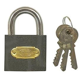 Merriway BH05342 Padlock Tri-Circle Heavy-Duty Black Iron 19mm, White
