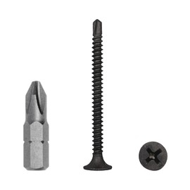 Pack of 50 Drywall Black Phosphate Carbon Steel 3.5 x 45 mm Screws Self Drilling Tapping Screw (PH) Phillips Countersunk (50, 3.5 x 45 mm)