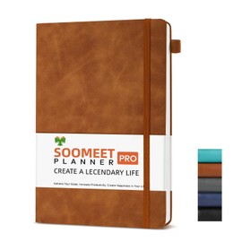 Soomeet Lined Journal Notebook, 200 Pages, Leather Hardcover Notebooks, A5 College Ruled Thick Classic with Pen Loop Notebook Journals for Writing, for Women Men Office School, 5.75' X 8.38', Brown | Soomeet