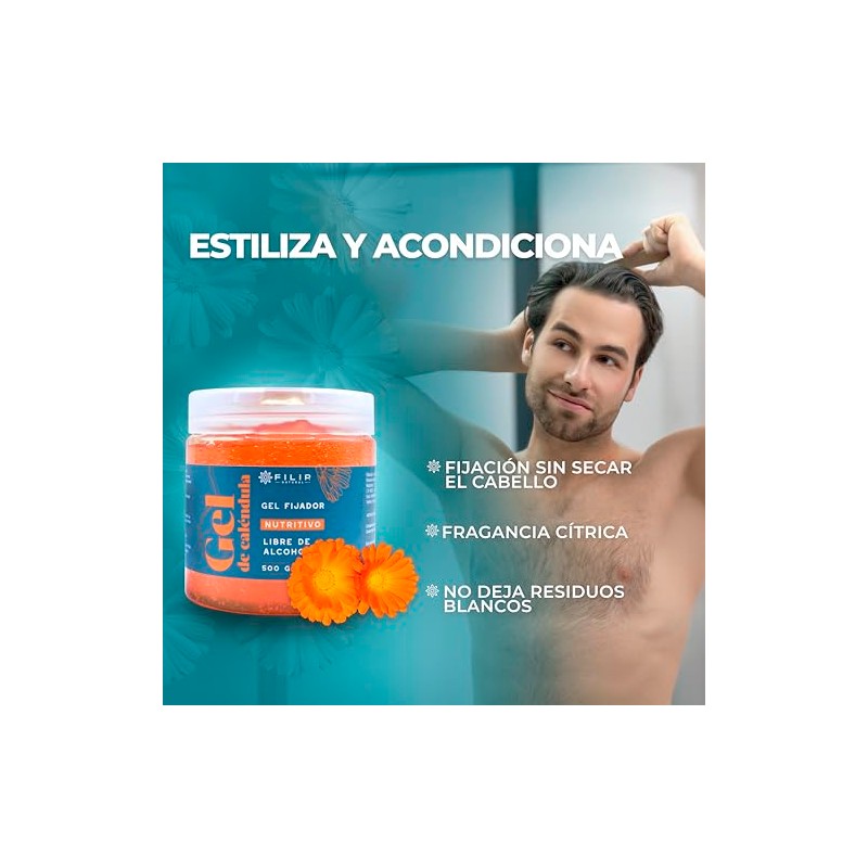 Gel Fijador de Caléndula | Fijación Media, Libre de Parabenos,