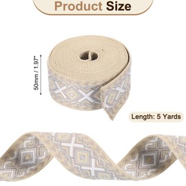 uxcell 5 Yards Cotton Webbing Strap, 2-inch(50mm) Jacquard Webbing Ribbon Embroidery Polyester Webbing Straps Purse Strap Belt for Purse Bag Crafts Clothing, Purple-White