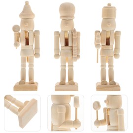 SEWACC Unfinished Wooden Nutcracker Figures Unpainted DIY Crafts Christmas Decorations Christmas Nutcracker Toy Ornaments