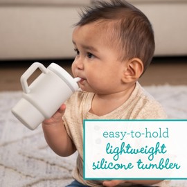 Infantino My 1st Tumbler – Adorable Miniature Tumbler with Leak-Resistant Straw and Toddler-Friendly Handle, Encourages Hydration, Easy to Clean, 9 fl. oz, Cream