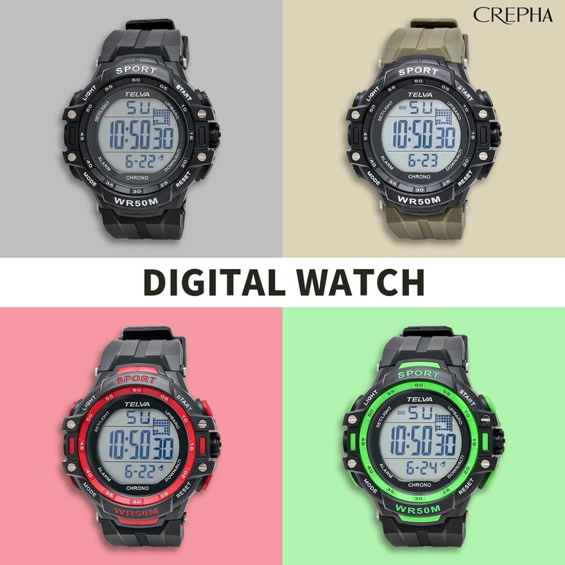 Clefer TED281 Men's Digital Watch, Waterproof, Stopwatch Function, Urethane Strap,
